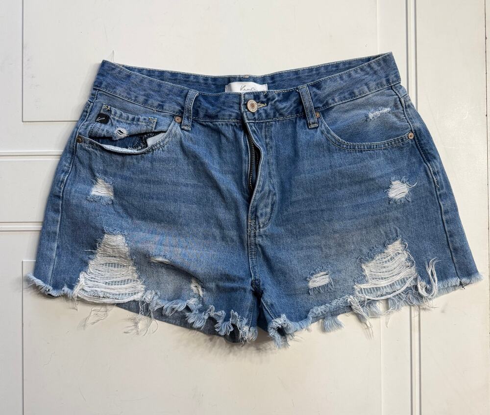 Kancan Womens Sz 13/30 Distressed Blue Denim Jean Shorts Summer Festival